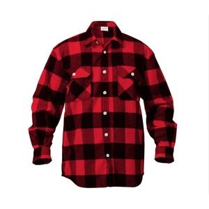 Men's Red Plaid Shirt Large Design In Italy, Warm Thick Rockabilly Style